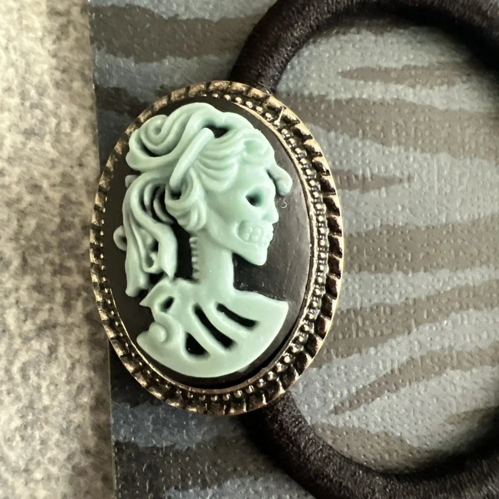 Cameo Hair Ties Gothic Victorian Skeleton Blue Pink Black Alt Grunge Stretch New